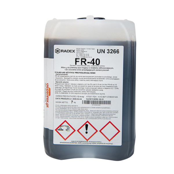 FR-40 - Silnie alkaliczny pianowy płyn myjący do usuwania mocno przylegających zanieczyszczeń